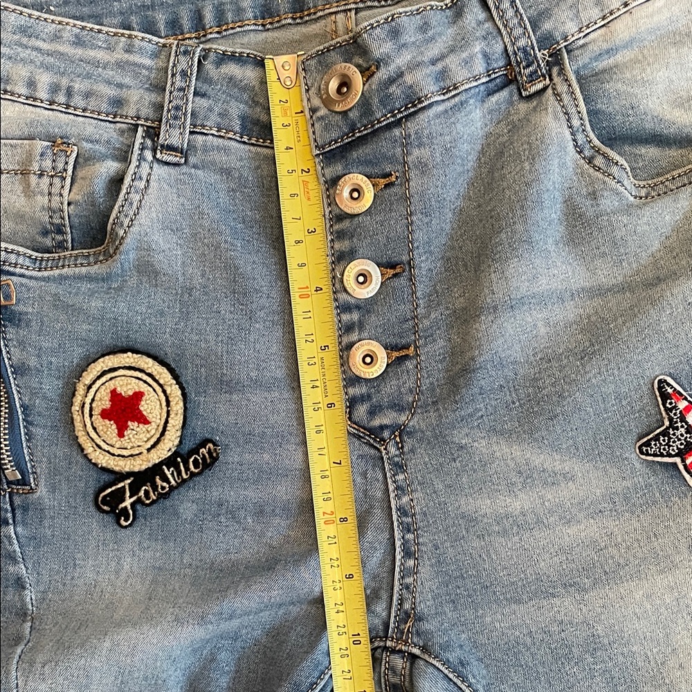 LEXXURY Patch Button-fly Skinny Urban Maximalism Grunge Streetwear Fun Jeans - Picture 16 of 16